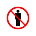 No access, no entry, prohibition sign with man vector icon for graphic design, logo, web site, social media, mobile app, ui Royalty Free Stock Photo