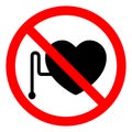 No Access For Persons With Pacemakers Symbol Sign, Vector Illustration, Isolate On White Background Label .EPS10