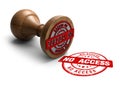 No Access, stamp. Wooden round stamper and stamp with text No Access on white background. 3d illustration. rubber stamp.
