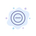 No, Add, Less Blue Icon on Abstract Cloud Background Royalty Free Stock Photo