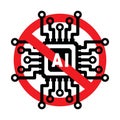 No AI (artificial intelligence) prohibition symbol. Royalty Free Stock Photo