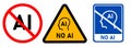 No AI artificial intelligence prohibition symbol icon ai generated not allowed Royalty Free Stock Photo