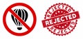 No Air Balloon Icon with Textured Rejected Stamp Royalty Free Stock Photo