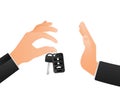 No alcohol driving car key in flat style. Sign forbidden. Royalty Free Stock Photo