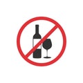 No alcohol icon in a flat design. Vector illustration