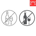 No alcohol line and glyph icon