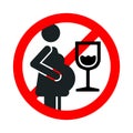No Alcohol During Pregnancy Red Forbidden Sign Isolated On White Background