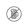 No alcohol prohibition sign line icon