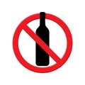 no alcohol red banned sign flat vector icon, sign of prohibition, flat icon in red crossed out circle Royalty Free Stock Photo