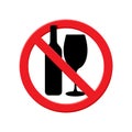 no alcohol red banned sign flat vector icon, sign of prohibition, flat icon in red crossed out circle Royalty Free Stock Photo
