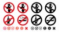 No alcohol sign, No smoking sign. Warning pregnant women should not drink and smoke. Red and black stickers. Danger vector Royalty Free Stock Photo