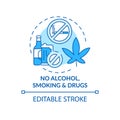 No alcohol, smoking and drugs concept icon