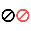 No alignment text icon. Simple glyph, flat vector of text editor ban, prohibition, embargo, interdict, forbiddance icons for ui Royalty Free Stock Photo