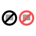 No alignment text icon. Simple glyph, flat vector of text editor ban, prohibition, embargo, interdict, forbiddance icons for ui Royalty Free Stock Photo