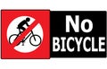 No Allow Bicycle Sign Label Royalty Free Stock Photo