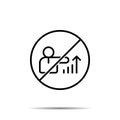 No analystics, up, worker icon. Simple thin line, outline vector of project management ban, prohibition, embargo, interdict, Royalty Free Stock Photo
