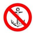 No anchor forbidden sign, red prohibition symbol