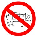 No animal meat sign, vegetarian concept