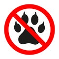 No animal sign. Prohibited sign for no dog or no animal