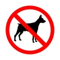 No animal sign. Prohibited sign for no dogs.