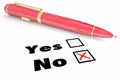 No Answer Vs Yes Negative Denial Rejection Pen Check Box Royalty Free Stock Photo