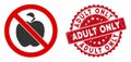 No Apple Fruit Icon with Grunge Adult Only Seal