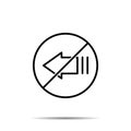 No Arrow left icon. Simple thin line, outline vector of arrow ban, prohibition, embargo, interdict, forbiddance icons for ui and