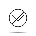 No Arrow, rebound icon. Simple thin line, outline vector of arrow ban, prohibition, embargo, interdict, forbiddance icons for ui