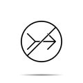 No Arrow right icon. Simple thin line, outline vector of arrow ban, prohibition, embargo, interdict, forbiddance icons for ui and