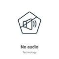 No audio outline vector icon. Thin line black no audio icon, flat vector simple element illustration from editable technology