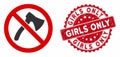 No Axe Icon with Grunge Girls Only Stamp