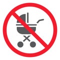 No Baby Carriage glyph icon, prohibition