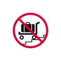 No baggage prohibited sign, no luggage forbidden modern round sticker, vector illustration