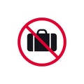 No baggage prohibited sign, no luggage forbidden modern round sticker, vector illustration