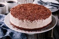 No-bake chocolate cheesecake on a plate