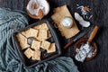 No bake coconut crack bars, flat lay