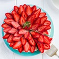 No baked strawberry cheesecake on white background Royalty Free Stock Photo