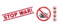 No Bang Mosaic and Distress Stop War Exclamation Watermark with Lines