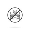 No Bank icon. Simple thin line, outline vector of saving money ban, prohibition, embargo, interdict, forbiddance icons for ui and Royalty Free Stock Photo