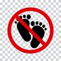 No barefoot sign. Not walk sign. Vector Royalty Free Stock Photo