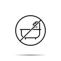 No bathtube, with, shower icon. Simple thin line, outline vector of water ban, prohibition, embargo, interdict, forbiddance icons