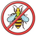 No Bee Sign Illustration, Insect Forbidden Symbol, Warning Concept Royalty Free Stock Photo