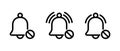 No bell outline icon set. Turn off notification sign symbol