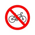 No bicycle sign. Prohibited parking vector icon. Forbidden bicycling icon. No bicycle ride vector sign