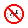 No bicycle sign. Prohibited parking vector icon. Forbidden bicycling icon. No bicycle ride vector sign