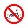 No bicycle sign. Prohibited parking vector icon. Forbidden bicycling icon. No bicycle ride vector sign