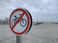 No bicycles allowed sign at city boulevard photo Royalty Free Stock Photo