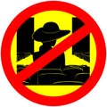 No big hat in theatre warning sign vector illustration