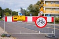No bikes sign near the construction Royalty Free Stock Photo