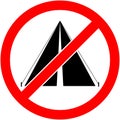 No bivouac, camping prohibited symbol. Vector.